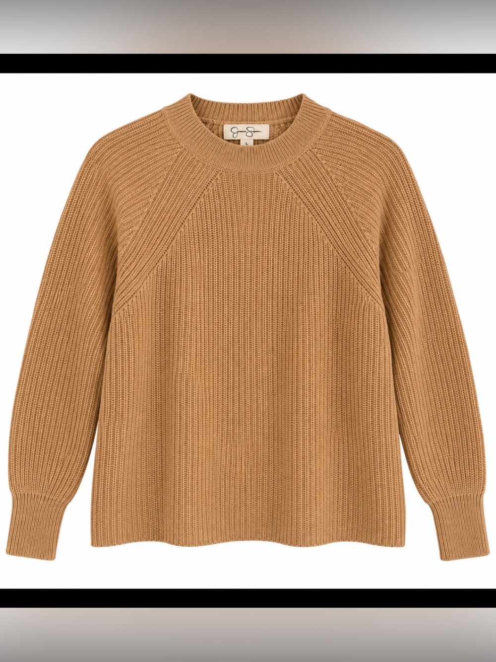 Jessica Simpson Women’s Large Camel Tan Mock Neck Knit Sweater
